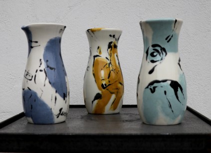 mælkekande vaser vase kunst unika design kunsthåndværk keramik abstrakt kunstner håndmalet håndmalede fad bronze sculpture
